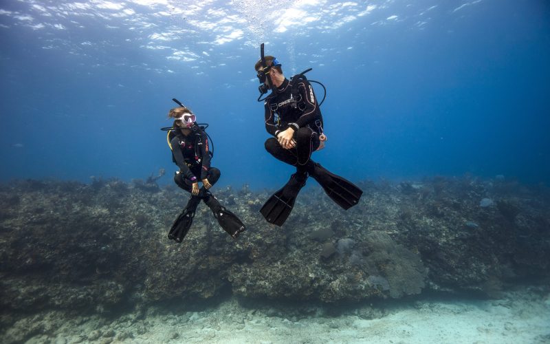 Diver practising buoyancy control during the PADI Peak Performance Buoyancy Malaga course.